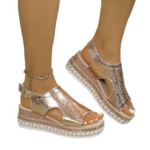 Women's Platform Espadrilles Sandals Wedge Ankle Strap Buckle Open Toe Sandals Flatform Wedges Casual Beach Summer Shoes