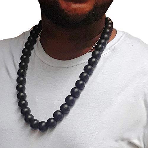 Brownskin Things All Black Wood Bead Necklace - Medium Size Beads - Handmade - Hip Hop Accessories - African American