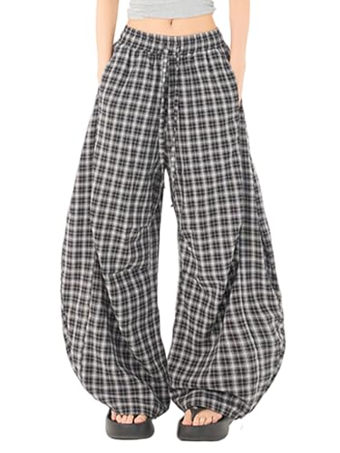 AIWUFLY Women Plaid Wide Leg Pants 2026 Spring Trendy Casual