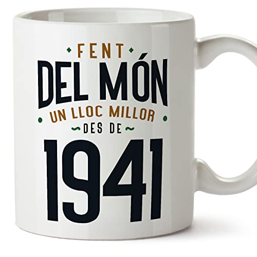 MUGFFINS Tazas 1941 Cumpleaños - En Catalán - Fent del Món un Lloc Millor - 11 oz / 330 ml - Regalo original y divertido