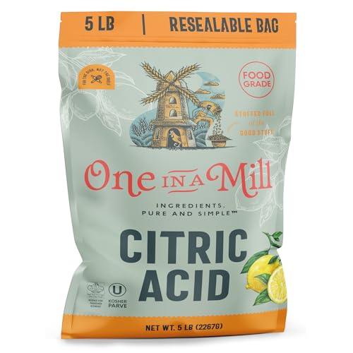 ONE IN A MILL Citric Acid 5LB | Food Grade OU Kosher Flavor Enhancer for Cooking, Baking & Canning Preservative | Use for DIY Skincare, Bath Bombs, Water Softener & Cleaning Hard Water Stains