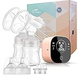 Tire-lait électrique double, tire-lait de qualité hospitalière avec 3 modes et 10 niveaux, tire-lait rechargeable ultra-silencieux pour le voyage et la maison