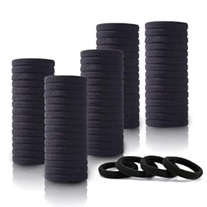 100PCS Black Hair Ties for Women Girls, Seamless Thick Black Hair Band, Elastic Hair Ties No Damage Ponytail Holder