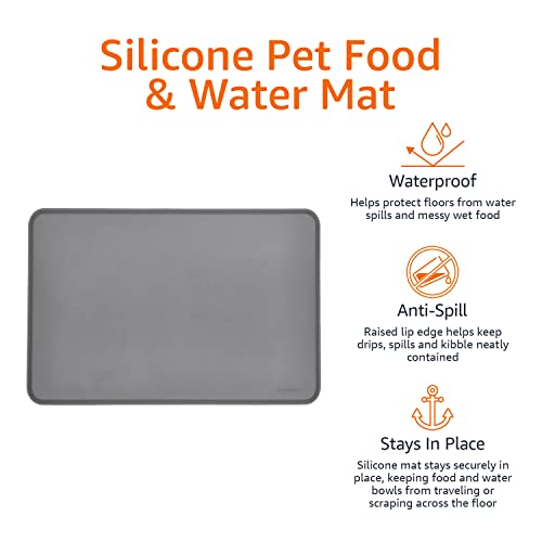 Amazon Basics Waterproof Anti-Slip Silicone Pet Food And Water Bowl Mat, 24 X 16 Inches, Gray #TOP2