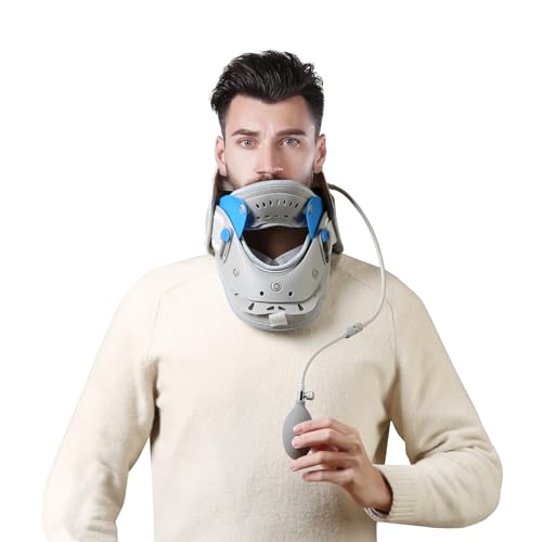 Cervical Neck Traction Device,Graphene Heating Pack, Spine Alignment Decompression with Airbag,Adjustable Pain Stiffness Relief Device