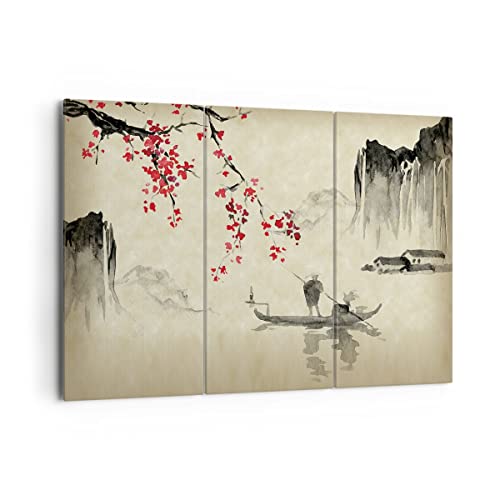 Tableau decoration murale fleur cerises Japon pour salon zen