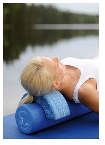 SISSEL Head Align Dynamic Kopfstütze + Pilates Roller Pro: Ø 15 cm, 90 cm lang | Pilates-Set | Faszien-Training | blau