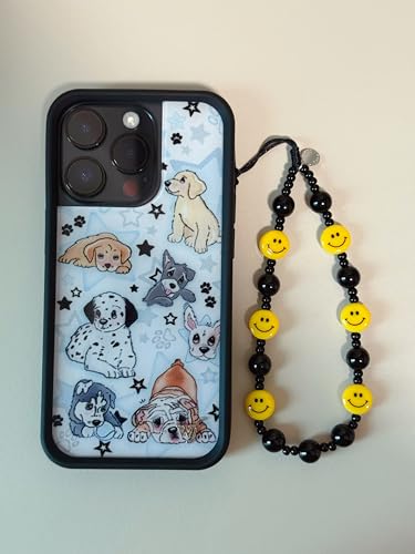 Drawwind Phone Charm Beaded Wristlet Strap Universal Cell Phone Lanyard Cute Bracelet Wrist Strap Beaded Chain String Handmade Accessories for Case Camera Bags (Yellow Smiles)