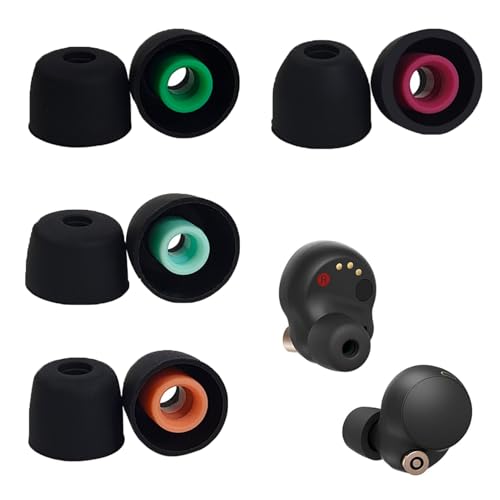 4 Pairs Replacement Silicone Earbud Tips Eartips for Sony WF-1000XM5 Wireless Earbuds, Noise Reduction Sound Enhancement Padded Earplugs, Comfort Soft Anti Slip Ear Buds Replacement Set (Black)