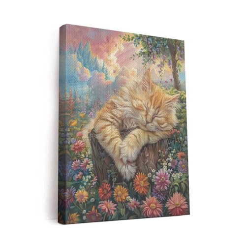Elivita Persian Cat Sleeping Design 3 Wall Decor Canvas Art