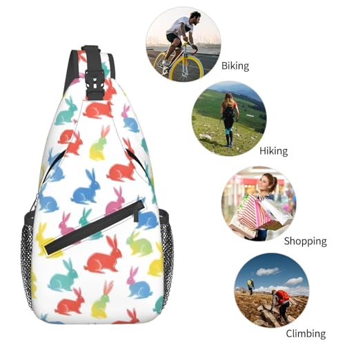 Mochila bandolera urbana con estampado de conejos para viajes y senderismo miniatura 6