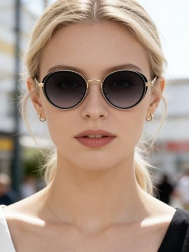 Image of Fashion Sunglasses for Women Metal Frame Round Shades Circular Sunnies(2A409)