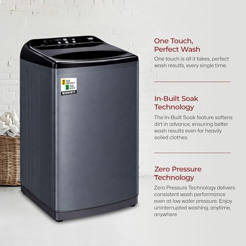 Image of VW V10 HeatPro 10 Kg 5 Star Fully-Automatic Top Loading Washing Machine with In-built Heater (Black)