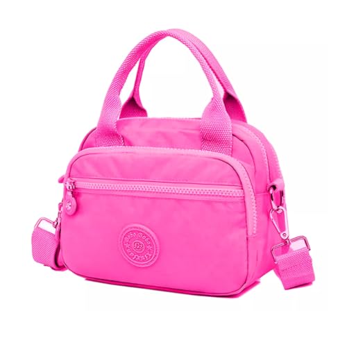 Bolsa Feminina Transversal Multi Bolsos Nylon Crossbody Bolsa de Ombro com Alça à prova d'água, Bolsa de viagem leve Tiracolo (Rosa)