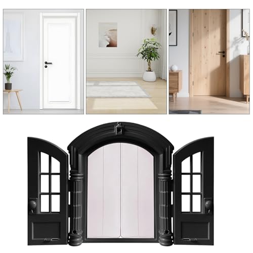 Puerta de gato para pared y ventanas estilo francés doble panel 9.4x10.8x2.8 pulgadas para dormitorio 6