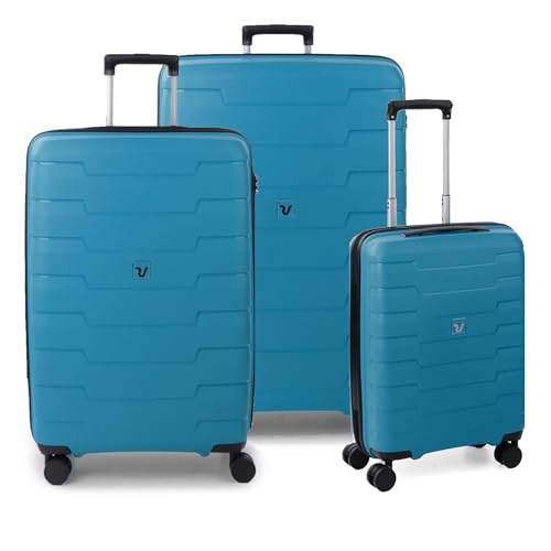 RONCATO SKILINE BASIC trolley mediano 70 cm, con sistema de cierre TSA, Petrolio., Set 3 trolley