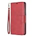 Produktbild Lomogo [Moto G6 Plus Hülle Leder, Schutzhülle Brieftasche mit Kartenfach Klappbar Magnetverschluss Stoßfest Kratzfest Handyhülle Case für Motorola Moto G6Plus - LOBFE150476 Rot