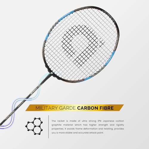 Image of Apacs Z-Ziggler (Strung, Max Tension Upto 38 LBS) 6.4mm Slim Shaft | Made in Vietnam | 100% Japanese Graphite Badminton Racket with Free Full Cover (Black Blue Grey)
