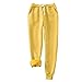 Produktbild Xmiral Hosen Damen Tunnelzug Hohe Taille Einfarbig Plüsch Auskleidung Warm Leggings Elastische Strecken Verdickung Haremshose Jogginghose (Gelb,XL)