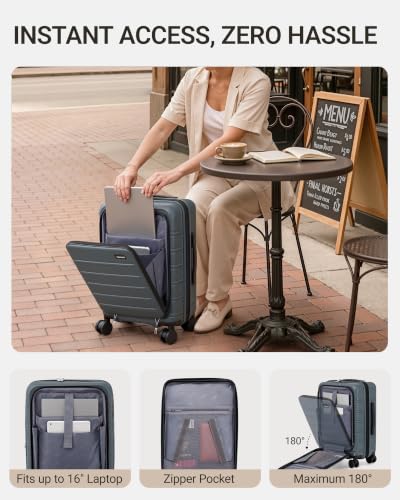 Image of TAKUMI Suitcases with Wheels, Expandable Carry on Luggage, Navy, 20 Inch | Airline Approved for Travel, Business Trip, Front Pocket, Impact Resistant Hardshell, 360 Double Spinner Wheels, TSA Lock