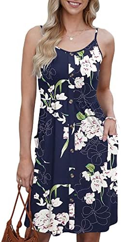 AUSELILY Summer Dresses for Women UK Casual Short Sleeve Sundress Round Neck A Line Swing Dress with Pockets