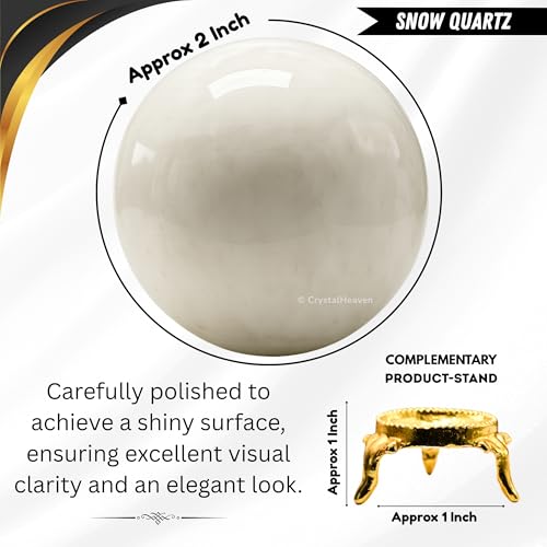 Image of Certified Snow Quartz Crystal Ball for Meditation - Premium Crystal Vastu Items for Home and Feng Shui Items for Good Luck - Ideal for Pooja Supplies and Spiritual Practices (2 inch Inch)