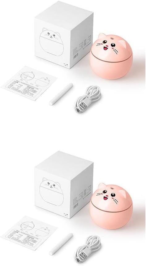 USB Desktop Humidifier 2 Set of Air Humidifier 300ml 2W Portable Travel LED Aroma Diffuser with Night Light Cartoon Decoration Spray Mist Maker fo