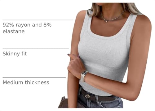 Image of ANRABESS Womens Square Neck Ribbed Tank Tops 2026 Summer Sleeveless Shirts