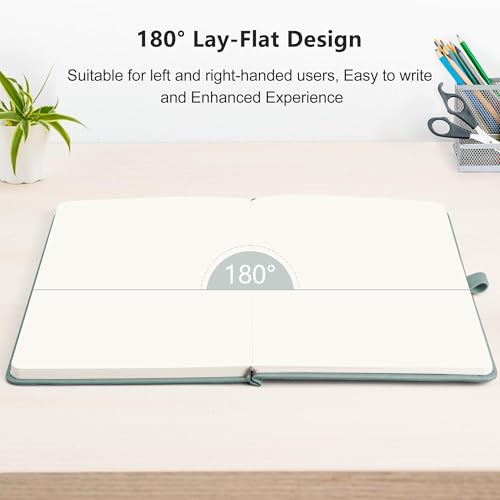 Image of RETTACY Blank Journal Notebook, 192 Pages, A5 Medium Size (5.7'' x 8.3'') | Leather Hardcover, 100 GSM Thick Paper, for Sketching, Drawing, Painting (Blue-gray)