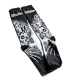 Affliction Misfits Socks, Black with Skull Graphics (US, Alpha, One Size, Regular, Regular, Black (Wings))