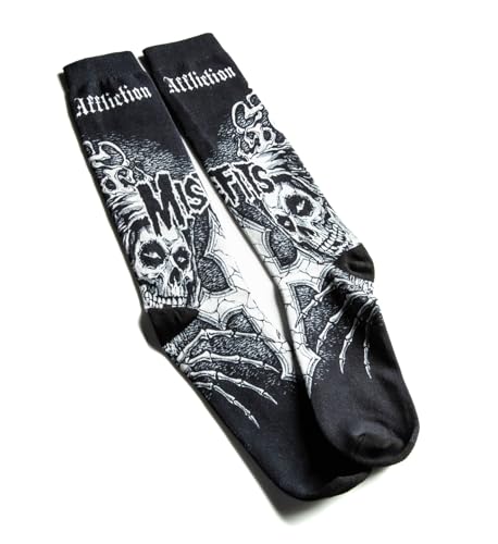 Affliction Misfits Socks, Black with Skull Graphics (US, Alpha, One Size, Regular, Regular, Black (Wings))