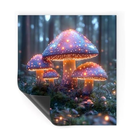 ViibXfans Colorful Mushrooms Kitchen Decorative,Magnet Cover Sticker for Country Farmhouse Window Fridge Door Cover,Home Appliances Decor,Dishwasher Door(MDS01) Cover