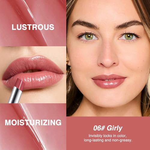 Image of Girly Pink Honey Tinted Lip Balm for Women, Hydrating Lip Oil Stick Lip Gloss Lipstick for Mature Skin, Sheer Lightweight Moisturizing Lip Tint Balm with Natural Shine, Vegan & Cruelty-Free