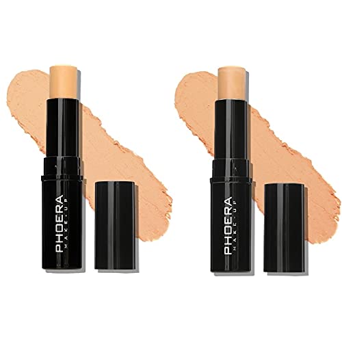 2 Pack Phoera Contour Stick, Shading Contour Stick For Makeup That Effortlessly Covers Contours Soft Matte Foundation Stick Full Coverage Waterproof.(203# Vanilla & 204# Buff Beige) #TOP18
