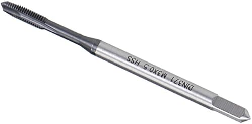 Vista 15 de uxcell Grifo roscado de punta espiral M5 x 0.8, tolerancia H2 de acero de alta velocidad recubierto TICN, vástago redondo con extremo cuadrado