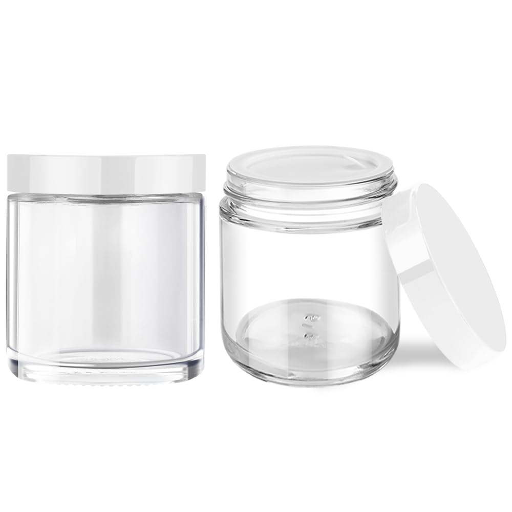2 Pack Small Glass Jar with Lid Tecohouse 4 oz Glass Jars with Stickers Glass Lotion Jars with