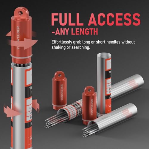 Image of YESWELDER TIG Welding Tungsten Electrode Red Tip | 5pk 1 /16 inch & 5pk 3 /32 inch by 7 inch Assorted-size Red WT20 /EWTh-2