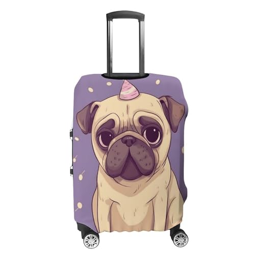 Funny Cartoon Pug Puppy Dog Printed Luggage Cover Protector, Fits 18-32 Inch Luggage4