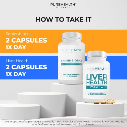 Purehealth Research Liver Health Formula And Sapien Porbiotics And Prebiotics For Digestive Support Bundle Pack #TOP2