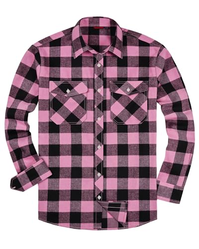 Image of Alimens & Gentle Men's Button Down Regular Fit Long Sleeve Plaid Flannel Casual Shirts