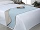 Estoralis | AVA | Bettläufer - Wendepolsterung | Für alle Jahreszeiten | Farbe - Beige/Himmelblau | Für 180 cm Bett. (60 x 250 cm.) | Dekorativ Bettschals für Haus und Hotel