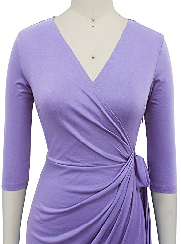 Image of Berydress Women's 3 /4 Sleeve V Neck Casual Party Work Faux Black Wrap Dress