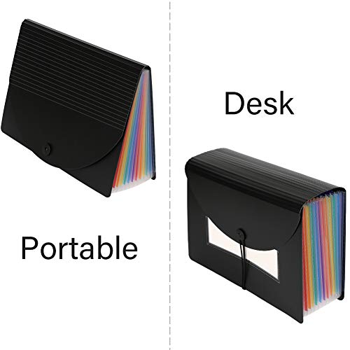 Expanding File Folders, SUNTARY Portable Accordian File Organizer with Expandable Lid, 12 Pockets File Box, Expandable Folder Organizer, Filing Bill Organizer A4 Letter Size, 3 Pack