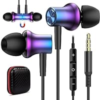 COOYA Wired Earbuds 3.5mm Jack Headphones for School Chromebook Laptop PC HiFi Stereo Magnetic Student in-Ear Earphones with Mic for Samsung A15 A14 iPad 9 8 Moto G Stylus Radio Computer Tablet Kids