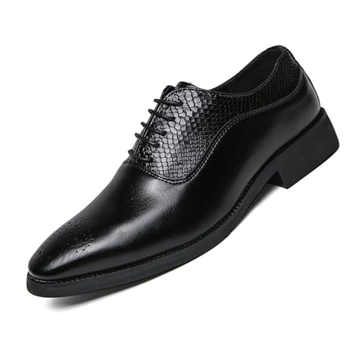 Mens Genuine Leather Oxfords Dress Shoes, Pointed Toe Lace-up Derby Shoes for Formal, Tuxedo, Prom, Wedding Business Casual