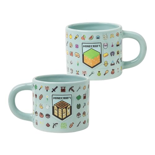 Minecraft-Becher, offiziell lizenzierte 400ml große Keramik-Kaffeetasse, geprägte Details, Videospiel-Merchandise für Gamer & Sammler, Tee, heiße Schokolade
