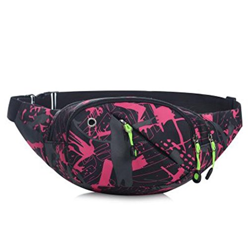Morwind Unisex Mujeres Hombres Camuflaje Cintura Pack, Bicicleta Ciclismo Deporte cinturón Bolsa (Rojo)
