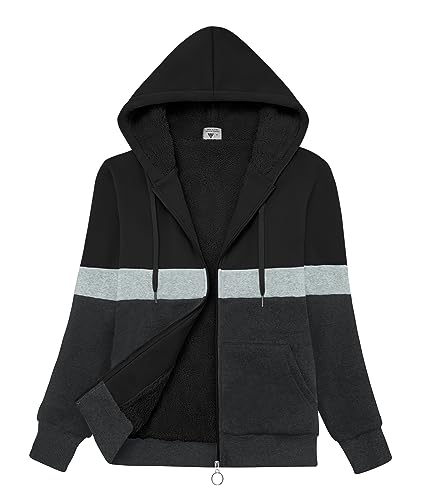 ZITY Womens Hoodies Fleece Jacket Winter Sherpa Lined Sweatshirt