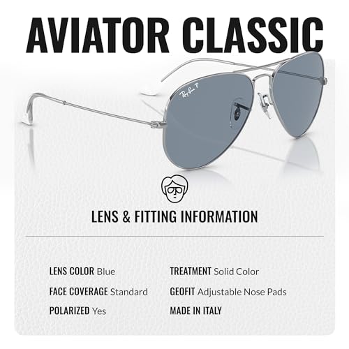 Image of Ray-Ban RB3025 CLASSIC AVIATOR POLARIZED Sunglasses for Men & Women with Official Eyewear Kit