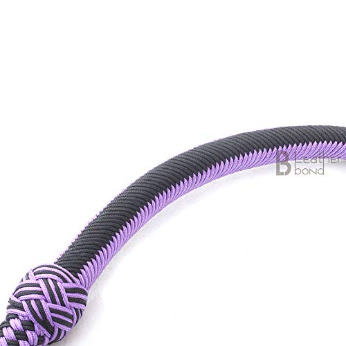 Paracord Nylon Bull Whip 10 Foot 28 Plait Purple & Black Bullwhip Hand Crafted Heavy Duty